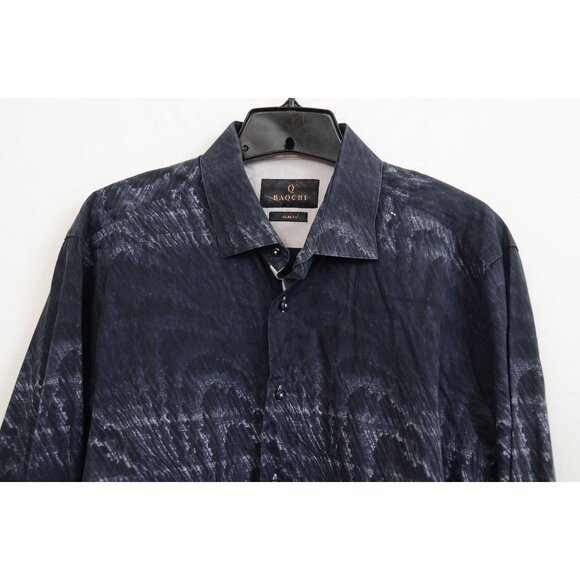 BAQCHI Men's XL 43-44 Artsy Tie-Dye Slim Fit Long Sleeve Shirt Preppy Academia - Picture 3 of 13